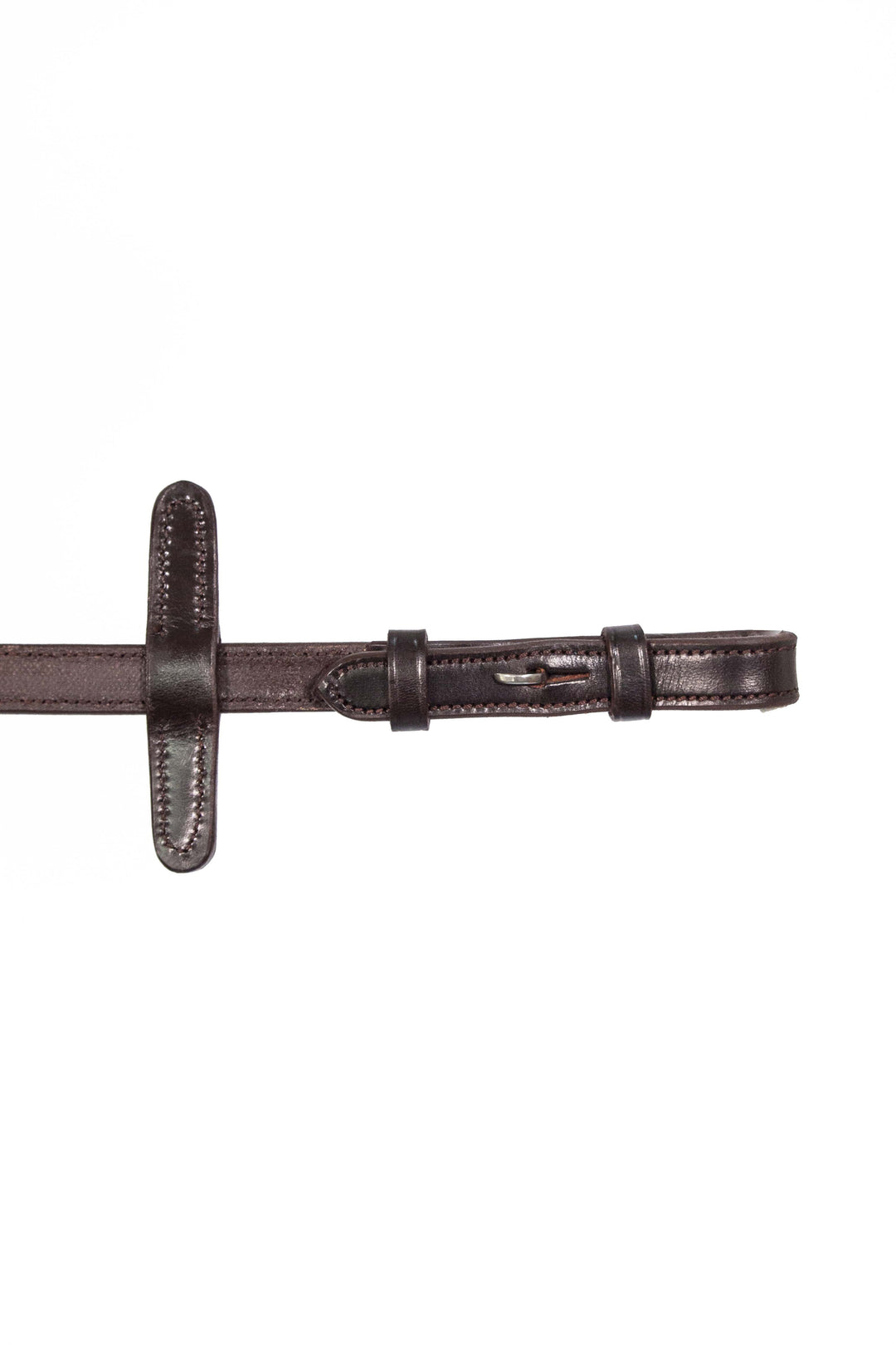 rubber reins brown with leather rein stoppers and billet fastenings