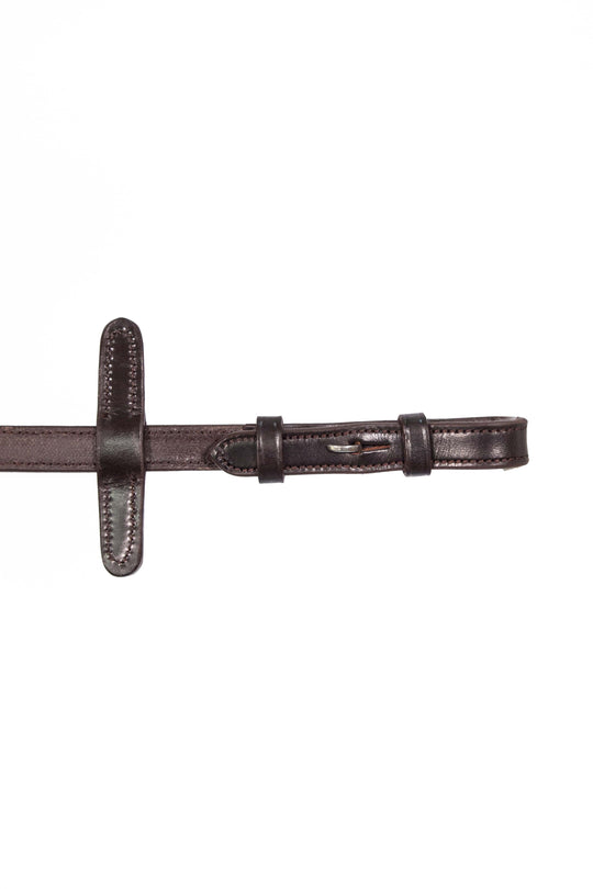 rubber reins brown with leather rein stoppers and billet fastenings