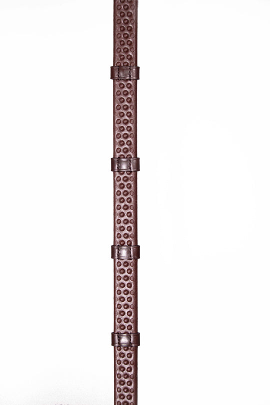 Rubber Reins in Brown with Leather Stoppers