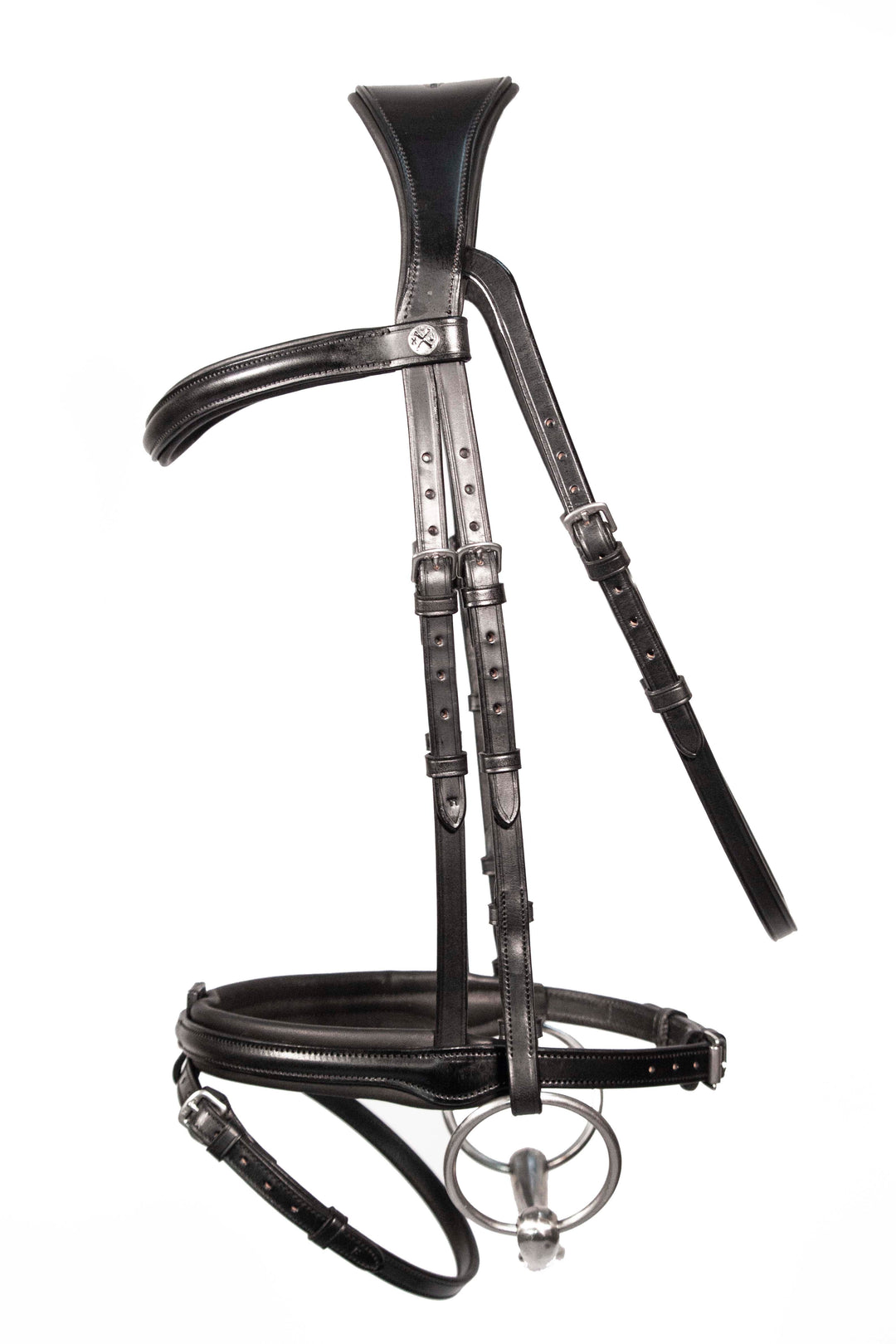 snaffle bridle with flash black