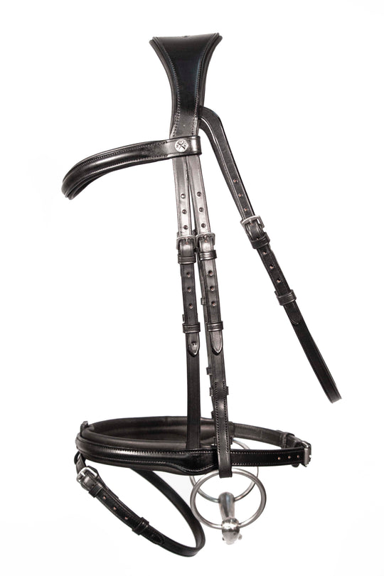 snaffle bridle with flash black