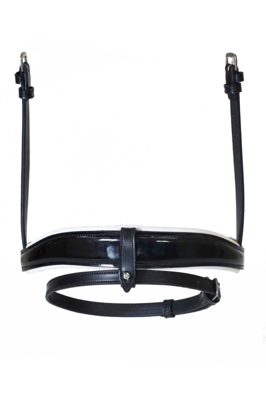 Patent Dressage Crank Noseband With White Padding