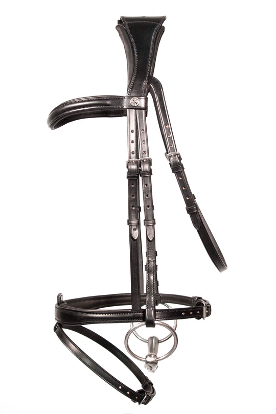 snaffle bridle with flash noseband black