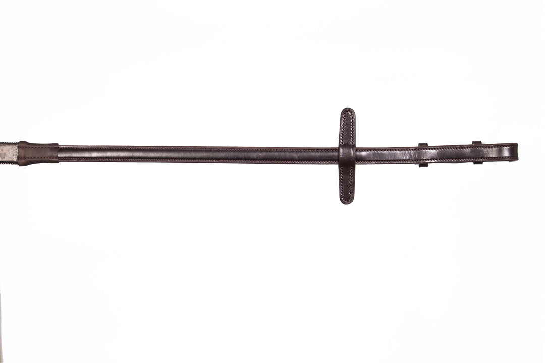 rubber reins brown with leather rein stoppers