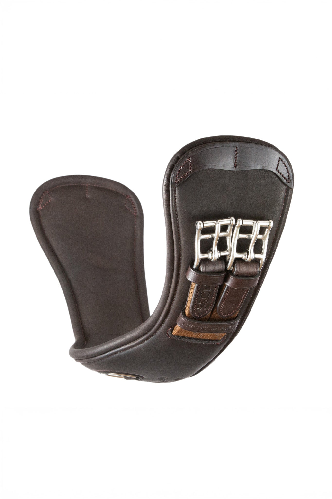 anatomical short leather girth brown