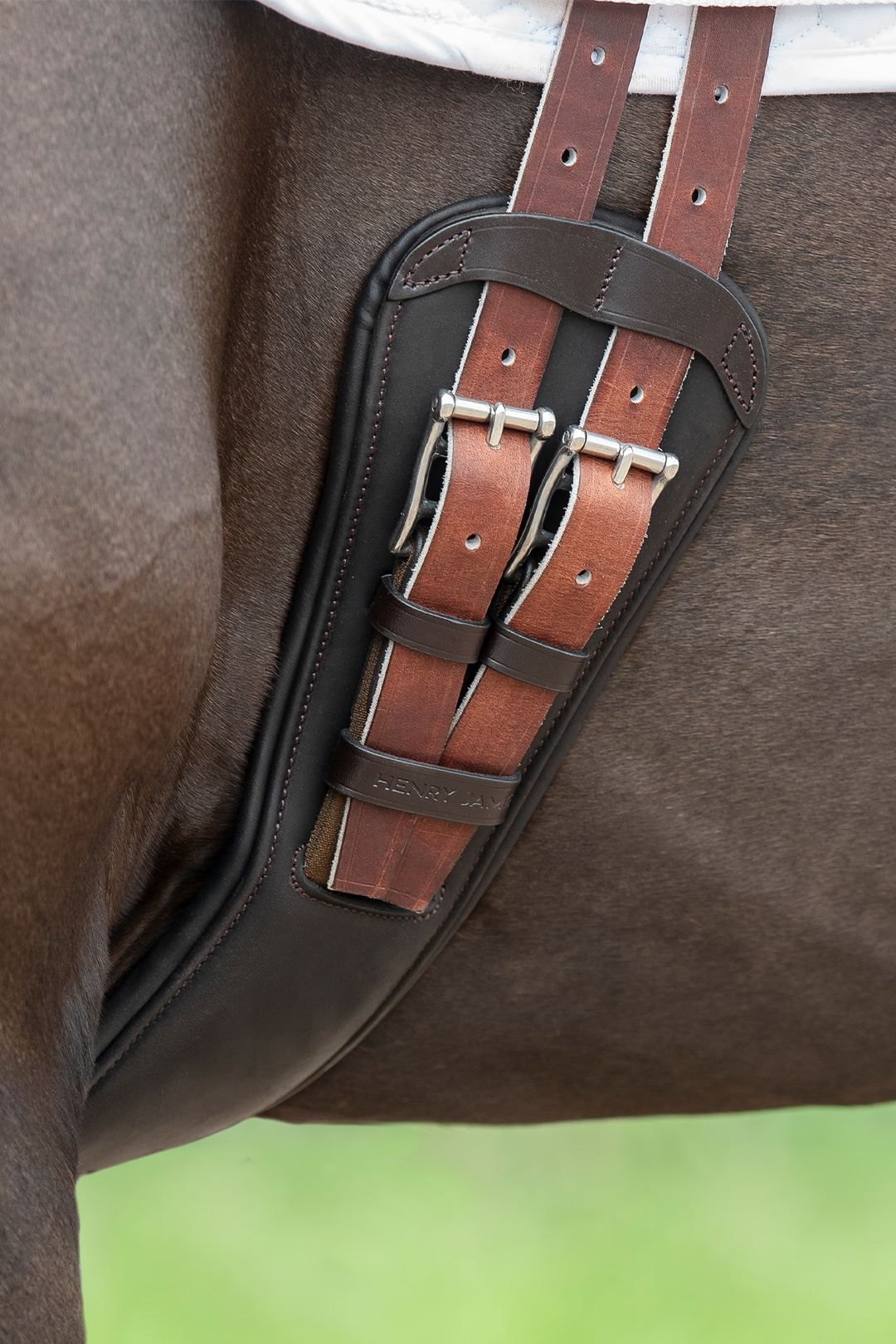 anatomical short leather girth brown