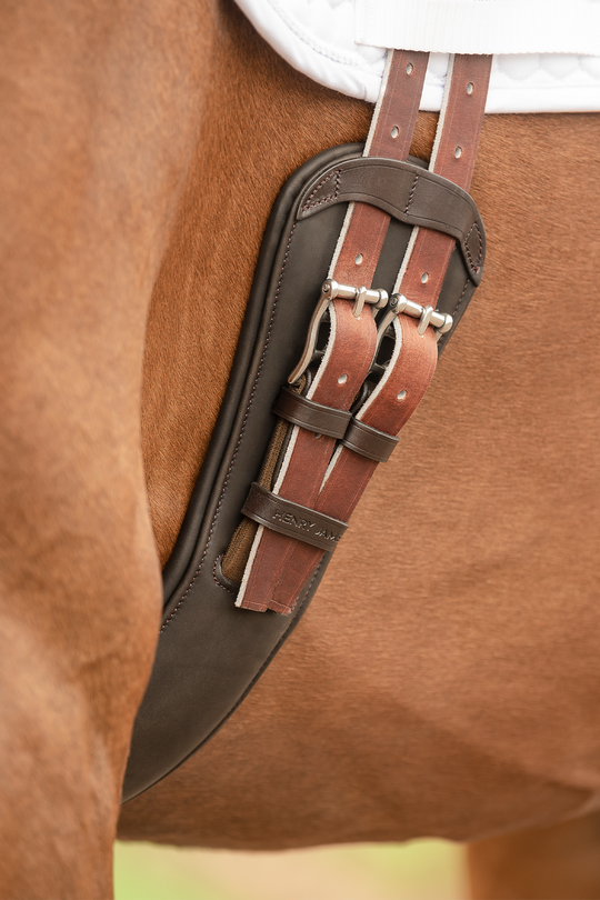 anatomical short leather girth brown