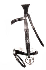 Patent Dressage Bridle With White Padding