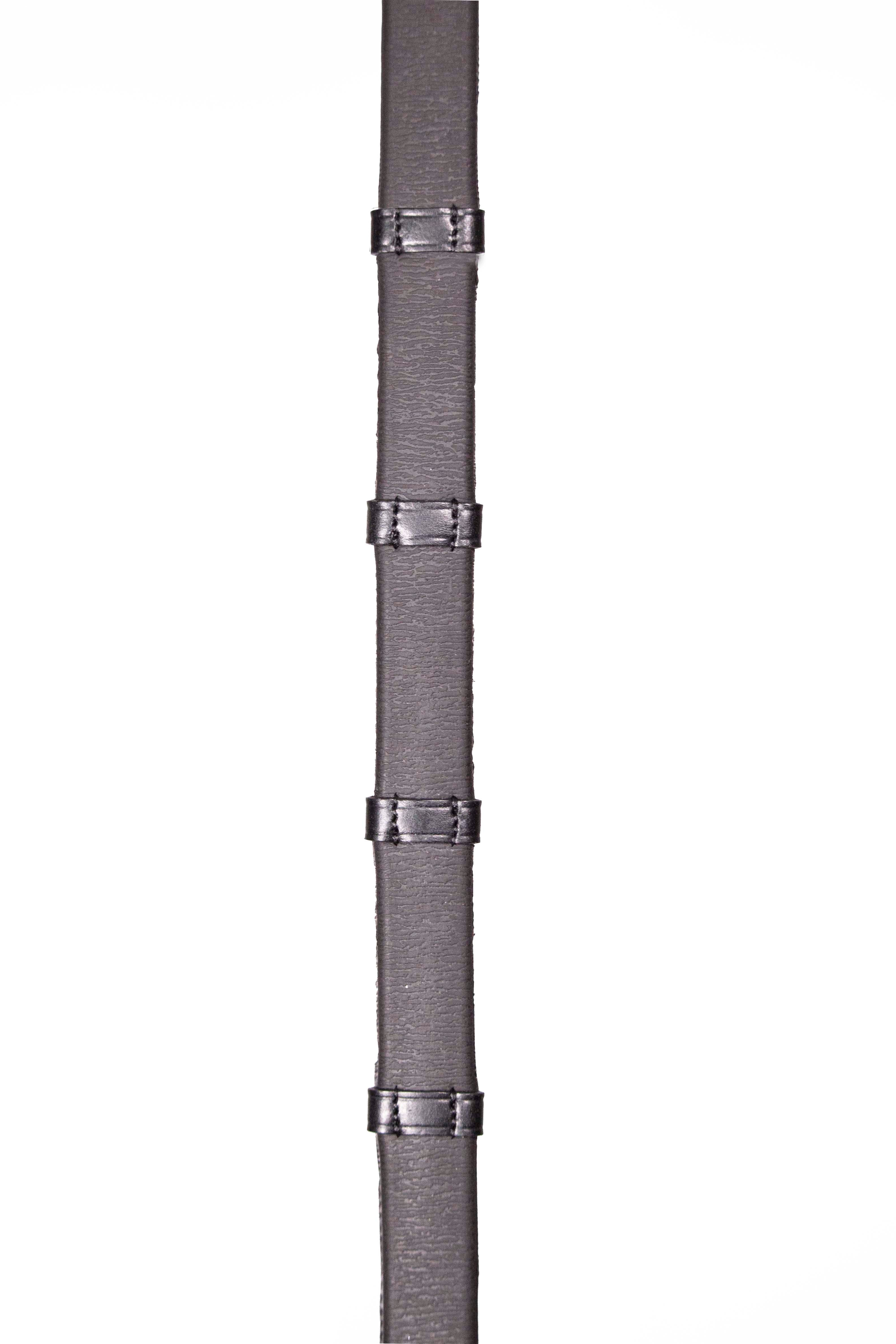 Rubber Reins with Leather Stoppers Black